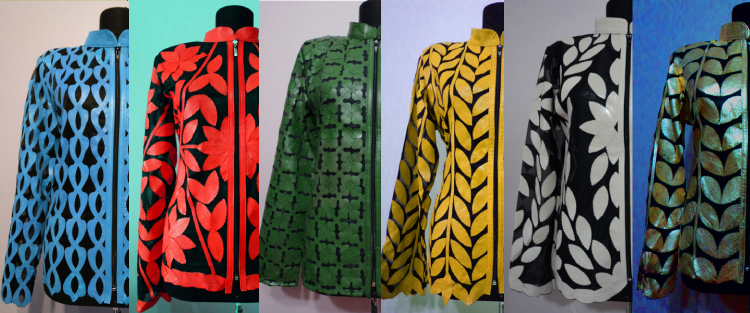 Handmade Leather Leaf Jacket Women Design Genuine Short Zip Up Light Lightweight [ Click to See Photos ]