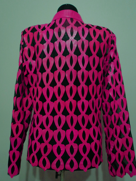 Pink Leather Leaf Jacket for Women Design 05 Genuine Short Zip Up Light Lightweight