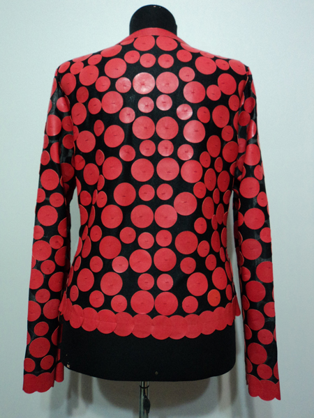 Red Leather Leaf Jacket for Women Design 07 Genuine Short Zip Up Light Lightweight